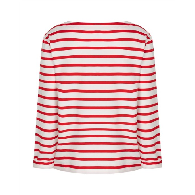 Red Button T-shirt Terry stripe Rood